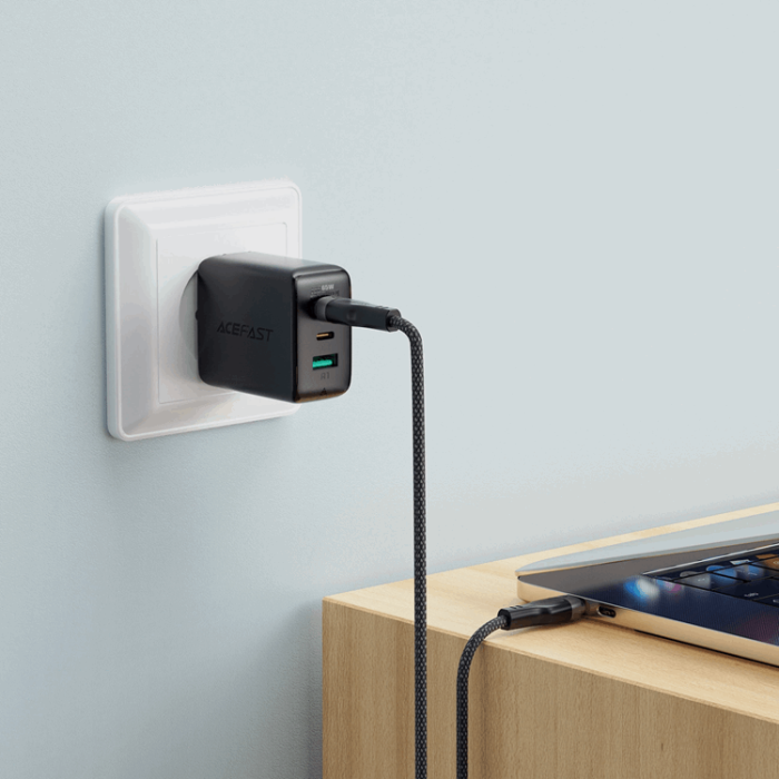 Acefast - Acefast 3in1 USB-C - USB-C 480Mb/s 100W 1.2m Kabel - Svart