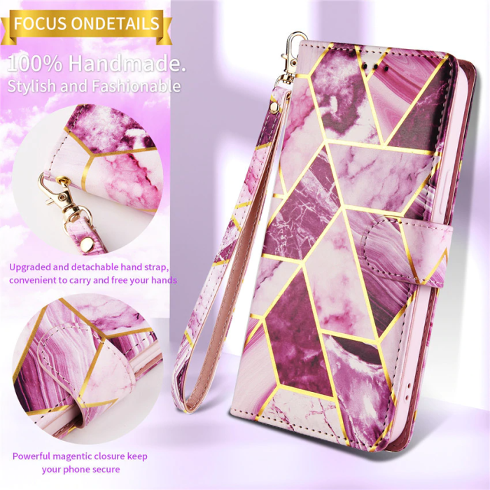 A-One Brand - Marble Grid Plånboksfodral till Galaxy S21 Plus - Magenta