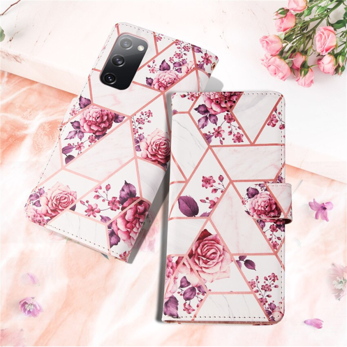 A-One Brand - Marble Grid Plånboksfodral till Galaxy S21 Plus - Rosor