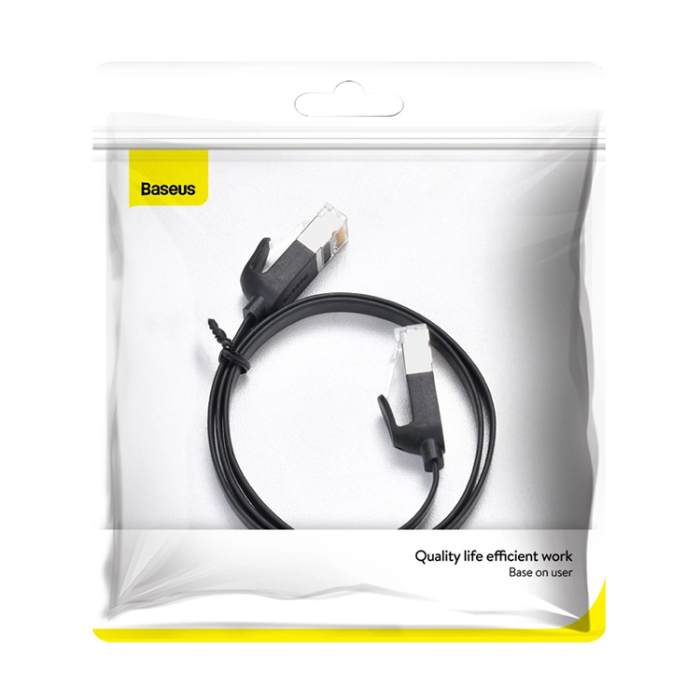 BASEUS - Baseus Cat6 RJ45 1m Flat Ethernet Nätverk Kabel - Svart