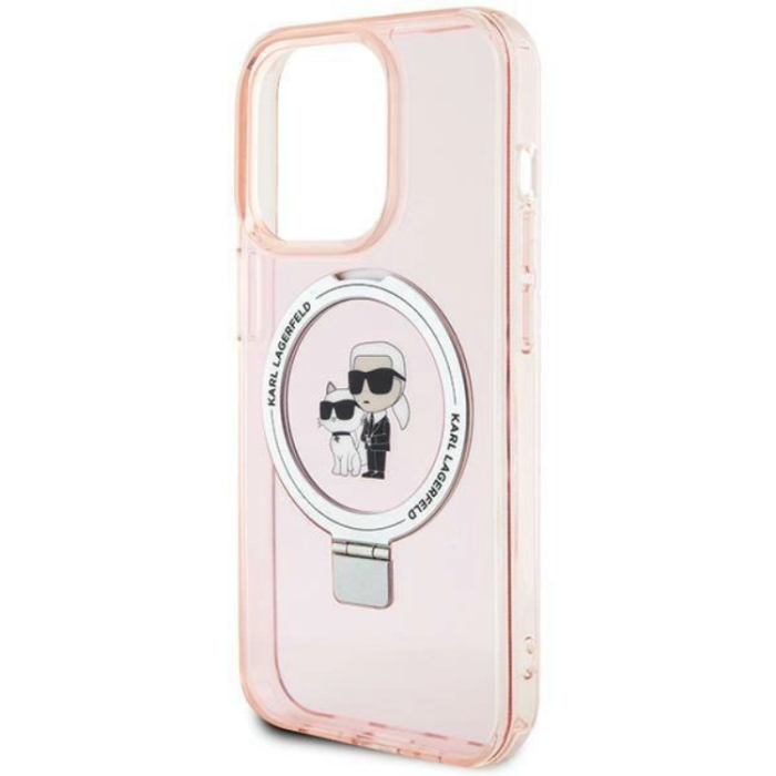 KARL LAGERFELD - KARL LAGERFELD iPhone 15 Pro Mobilskal MagSafe Ringställ - Rosa