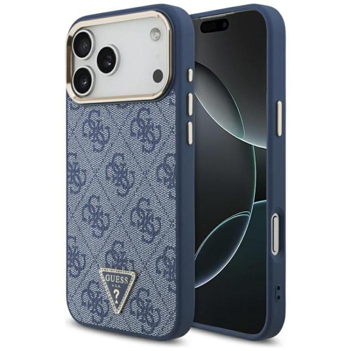 Guess - Guess iPhone 17 Pro Max Mobilskal MagSafe 4G Triangle Logo - Blå Guld