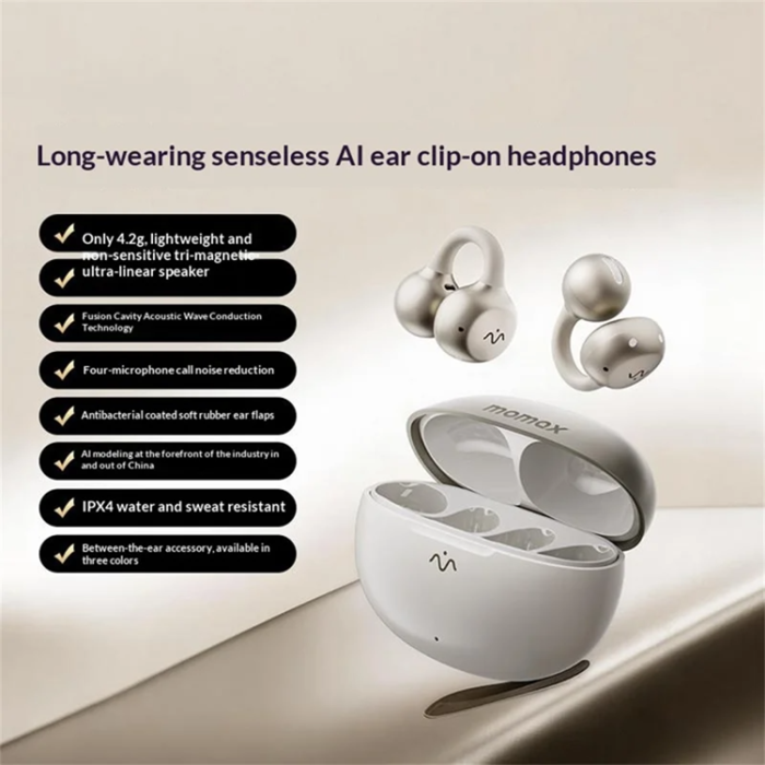 MOMAX - MOMAX Clip-On BT15 1-Vibe Clip M.IN.D IPX4 Trådlös Hörlurar - Titanium Guld