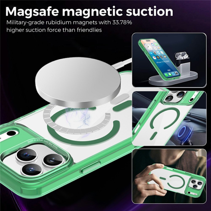 A-One Brand - iPhone 17 Pro Max Mobilskal MagSafe Transparent TPU+PC - Grön