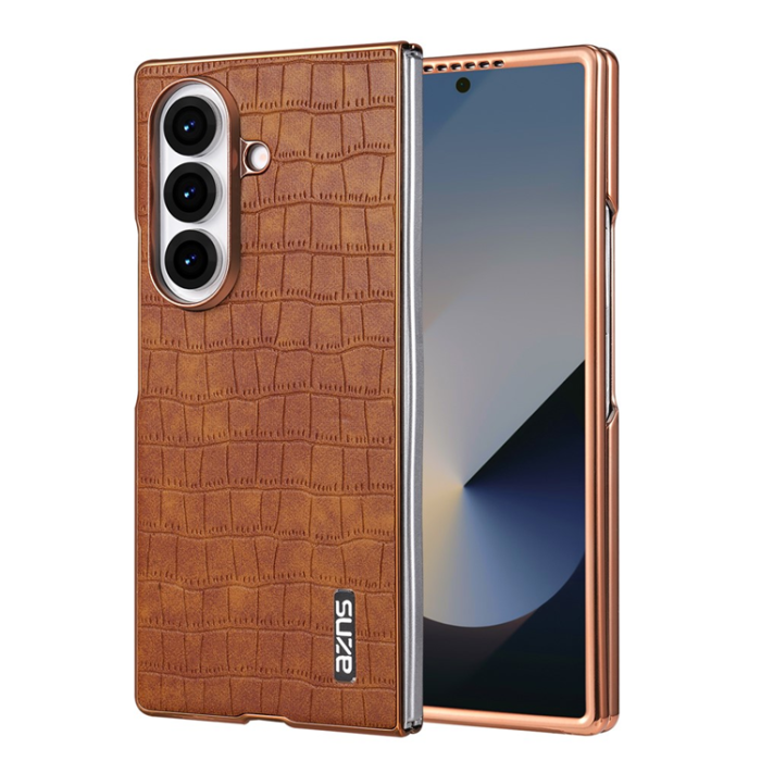 AZNS - AZNS Galaxy Z Fold 7 Mobilskal Crocodile Texture - Brun