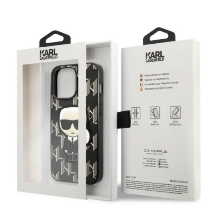 KARL LAGERFELD - Karl Lagerfeld iPhone 13 Pro Skal Monogram Ikonik Patch - Svart
