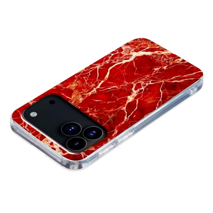 A-One Brand - iPhone 17 Pro Mobilskal Marble Pattern Printing Soft - Röd