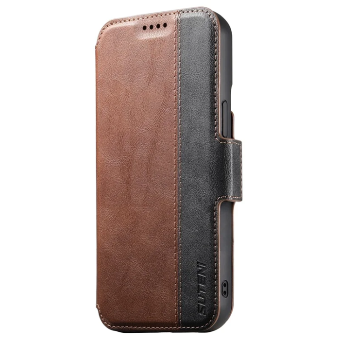 SUTENI - SUTENI iPhone 16 Pro Max Plånboksfodral Magsafe Cowhide - Brun