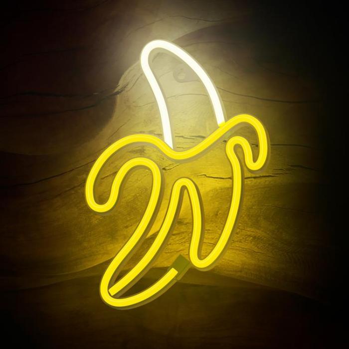 Forever Light - Forever Light LED Neon BANANA Bat FLNE10 + USB - Gul/Vit