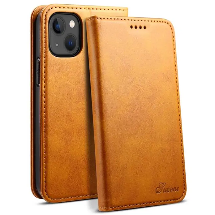 SUTENI - SUTENI iPhone 14 Plus Plånboksfodral Magnetic Kickstand - Khaki