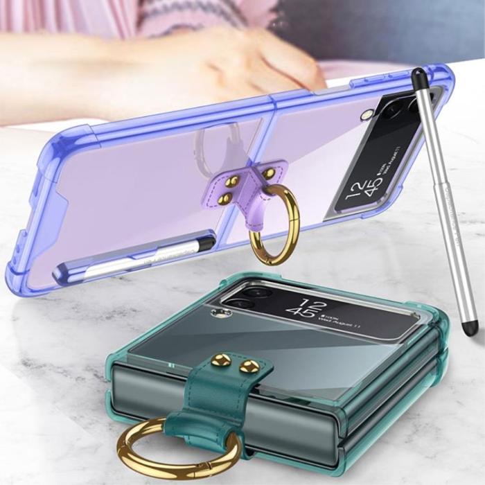 GKK - GKK Galaxy Z Flip 4 Skal Ringhållare med Stylus Penna - Lila