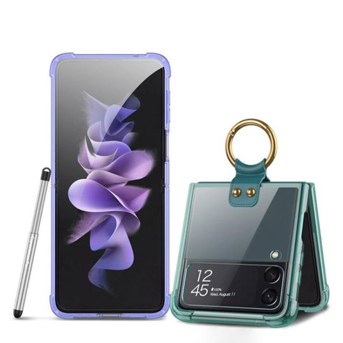 GKK - GKK Galaxy Z Flip 4 Skal Ringhållare med Stylus Penna - Lila