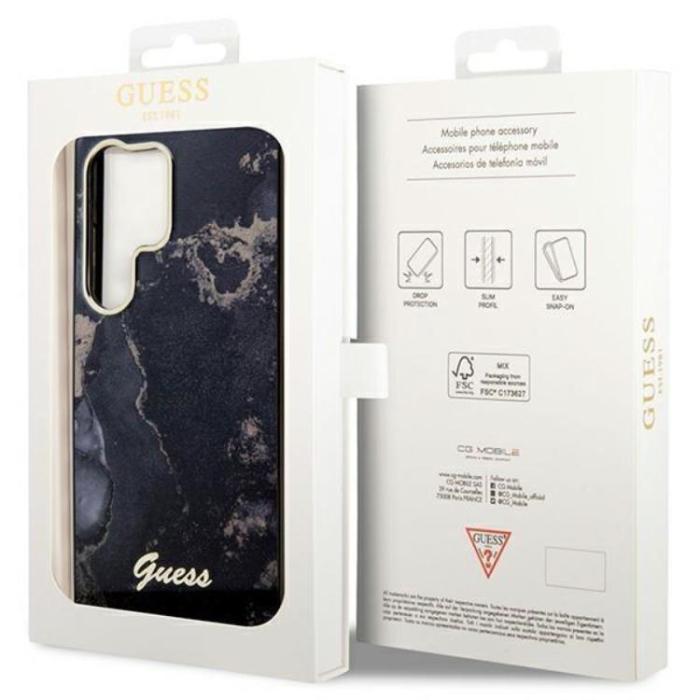 Guess - Guess Galaxy S23 Ultra Mobilskal Golden Marble Collection - Svart