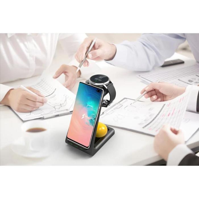 UTGATT - Tech-Protect 3-in-1 Trådlös Laddare A7 - Svart