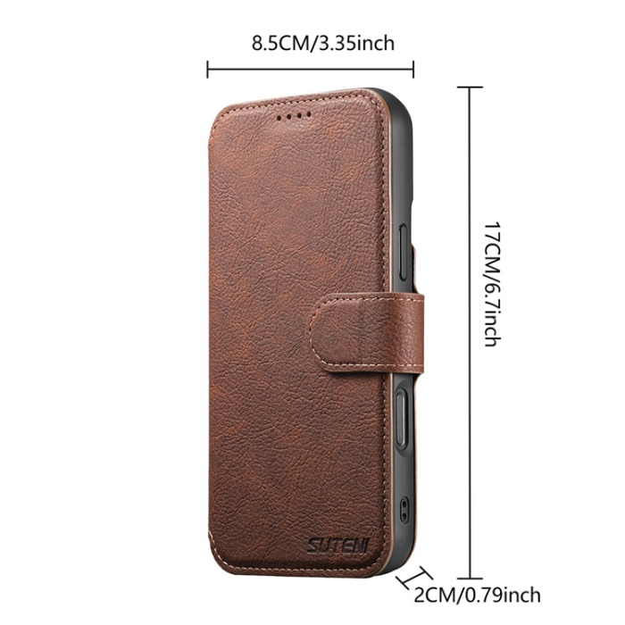 SUTENI - SUTENI iPhone Air Plånboksfodral Detachable Q-05 - Brun