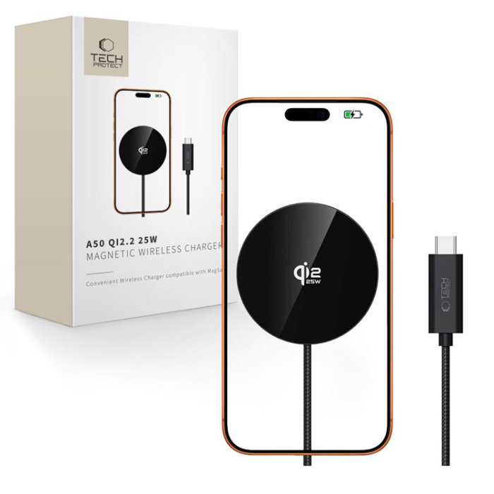Tech-Protect - Tech-Protect Qi2.2 25W MagSafe Trådlös Laddare A50 - Svart