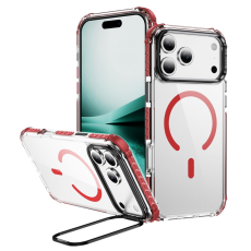 A-One Brand - iPhone 17 Pro Max Mobilskal MagSafe Kickstand - Röd/Svart