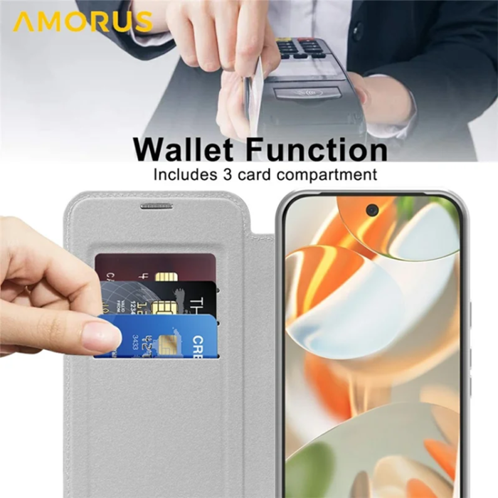 AMORUS - AMORUS Google Pixel 10 Pro XL Plånboksfodral Magsafe RFID - Titangrå