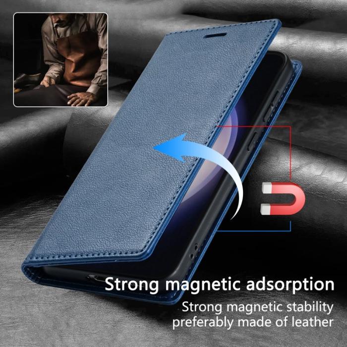OEM - Samsung Galaxy S26 Plånboksfodral Magnetstängning Konstläder - Blå