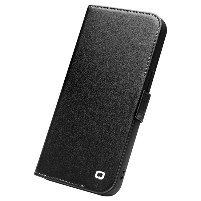 QIALINO - QIALINO iPhone 13 Plånboksfodral Äkta Läder Flip Folio - Svart