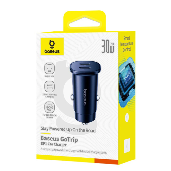BASEUS - Baseus Billaddare 30W 2x USB-C GoTrip - Svart