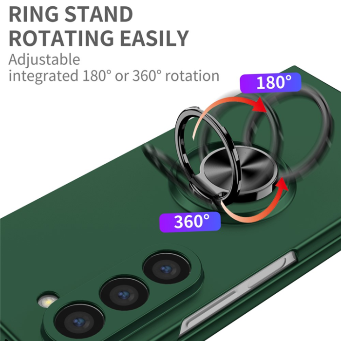 A-One Brand - Galaxy Z Fold7 Mobilskal Rotatable Ring Kickstand - Svartgrön