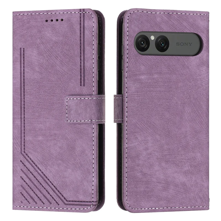 Sony Xperia 10 VII Plånboksfodral Imprinted Lines - Lila | 2353 | AlltMobil