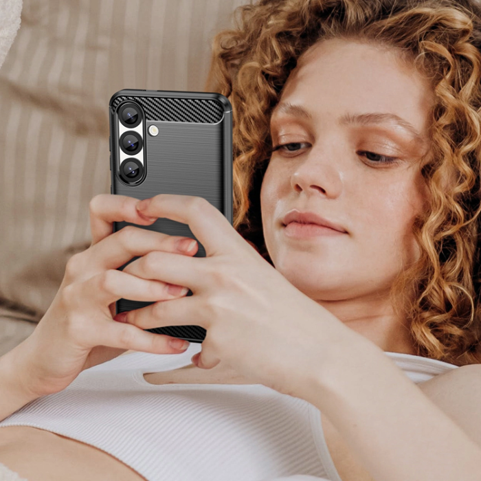 A-One Brand - Xiaomi Poco F7 Pro Mobilskal Carbon Silikon - Svart