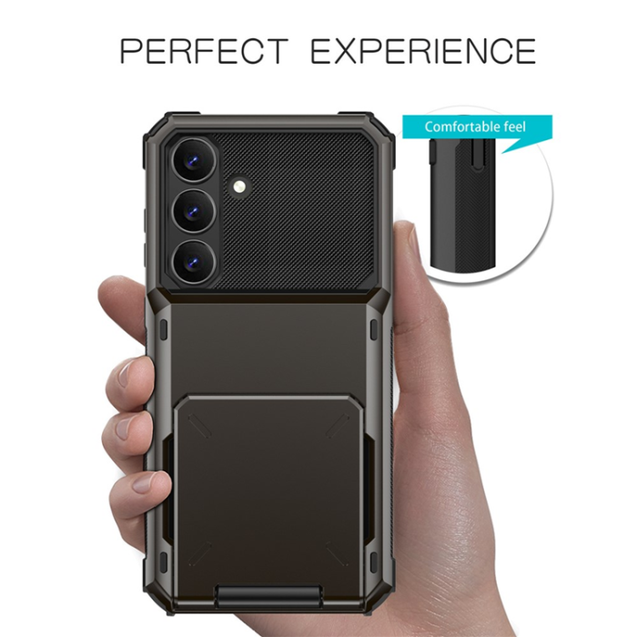 A-One Brand - Galaxy S25 FE Mobilskal Korthållare Dual Layer - Grå