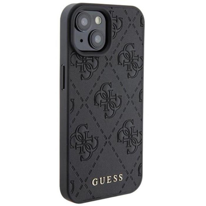 Guess - Guess iPhone 15 Mobilskal Läder Stamped - Svart