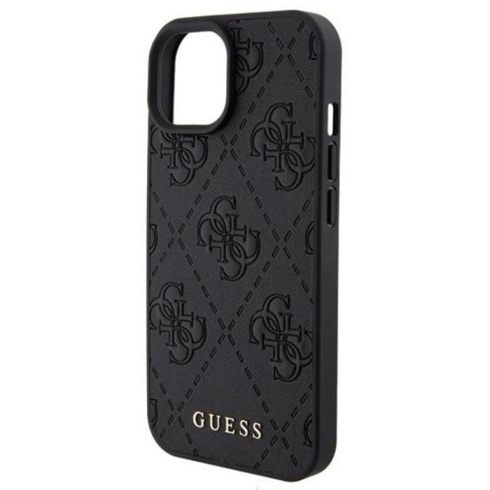 Guess - Guess iPhone 15 Mobilskal Läder Stamped - Svart