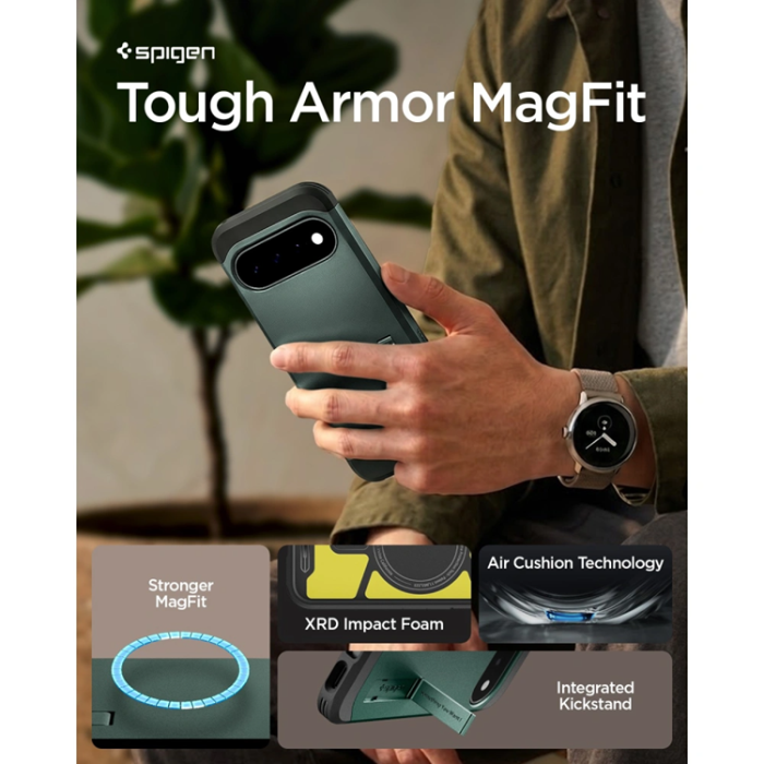 Spigen - Spigen Mobilskal För Google Pixel 11 Magsafe Tough Armor - Abyss Grön