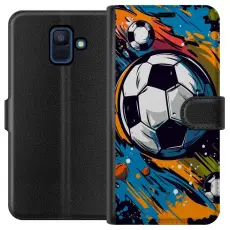 Gustaf - Pl&aring;nboksfodral till Samsung Galaxy A6 (2018) med Fotbollar
