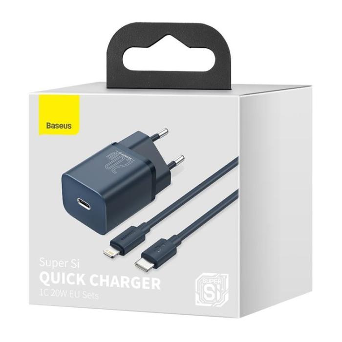 BASEUS - Baseus Väggladdare 20 W Lightning Kabel 1m - Blå