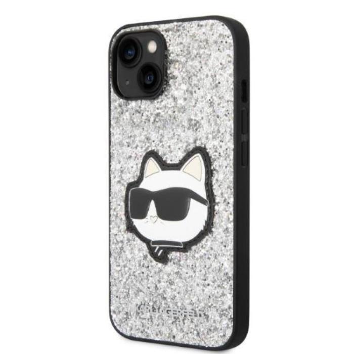 KARL LAGERFELD - Karl Lagerfeld iPhone 14 Skal Glitter Choupette Patch - Silver