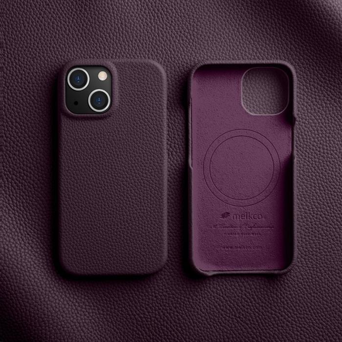 Melkco - MELKCO Mobilskal till iPhone 15 Plus Äkta Läder Belagt PC Lila