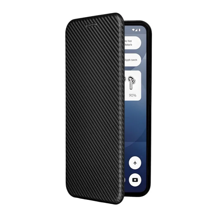 A-One Brand - Nothing Phone (3a) Plånboksfodral Läder Carbon Fiber Texture