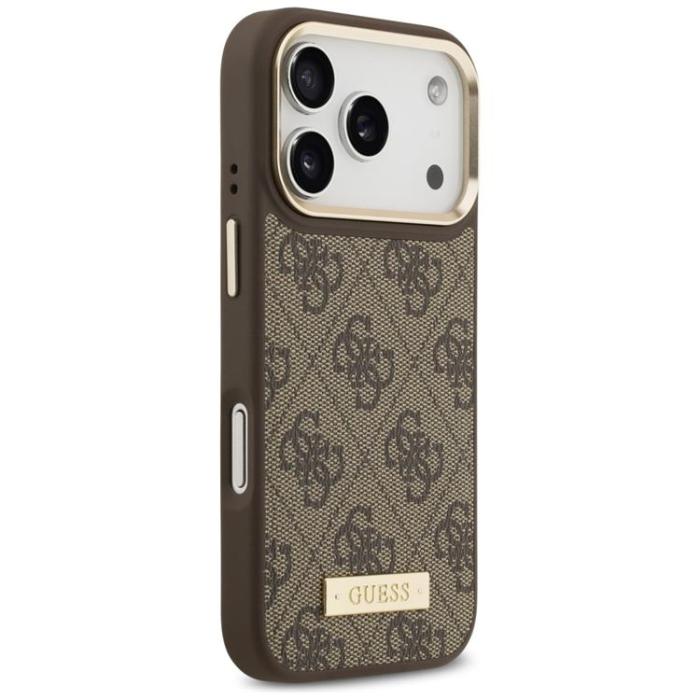 Guess - Guess iPhone 17 Pro Mobilskal MagSafe 4G Logo Plate - Brun