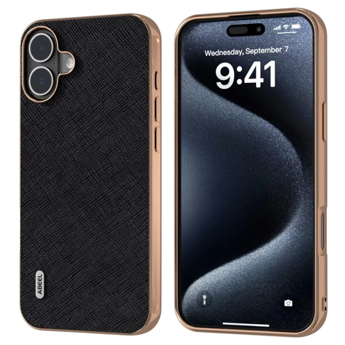ABEEL - ABEEL iPhone 16 Plus Mobilskal Äkta Läder Electroplating