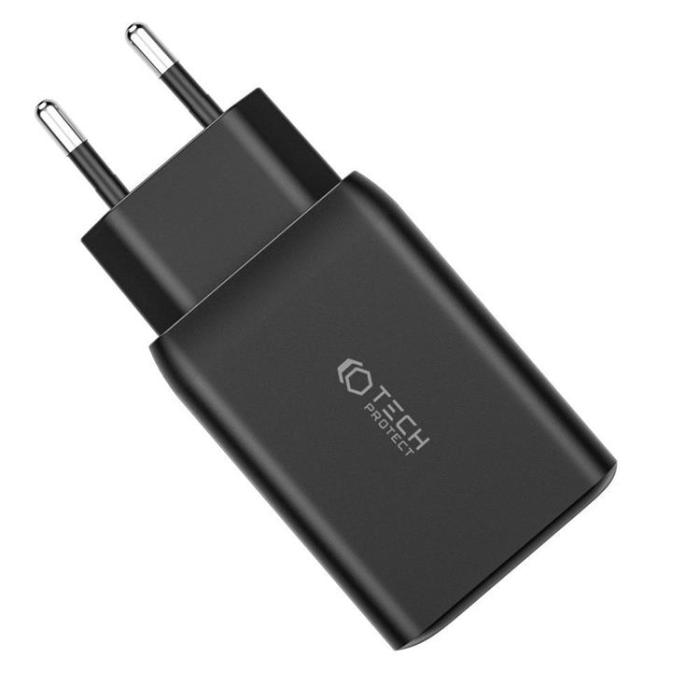 Tech-Protect - Tech-Protect 3-Port Väggladdare 65W - Svart