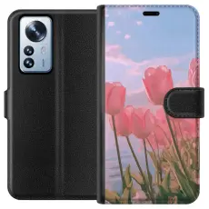 Gustaf - Pl&aring;nboksfodral till Xiaomi 12 Pro med Rosa Tulpaner