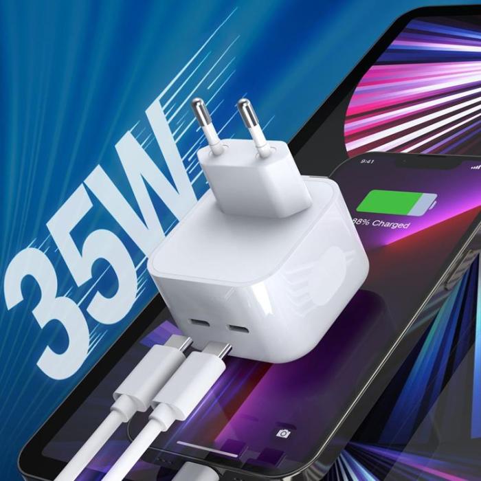 Choetech - Choetech Väggladdare 35W 2xUSB-C PD - Vit