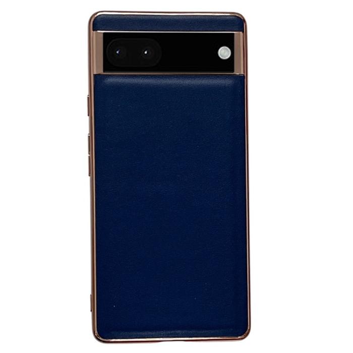 A-One Brand - Google Pixel 6a Skal Äkta Läder Electroplating - Blå