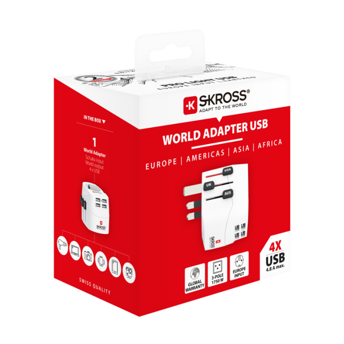 UTGATT1 - SKross PRO Light MUV World Travel Laddare USB 4xA