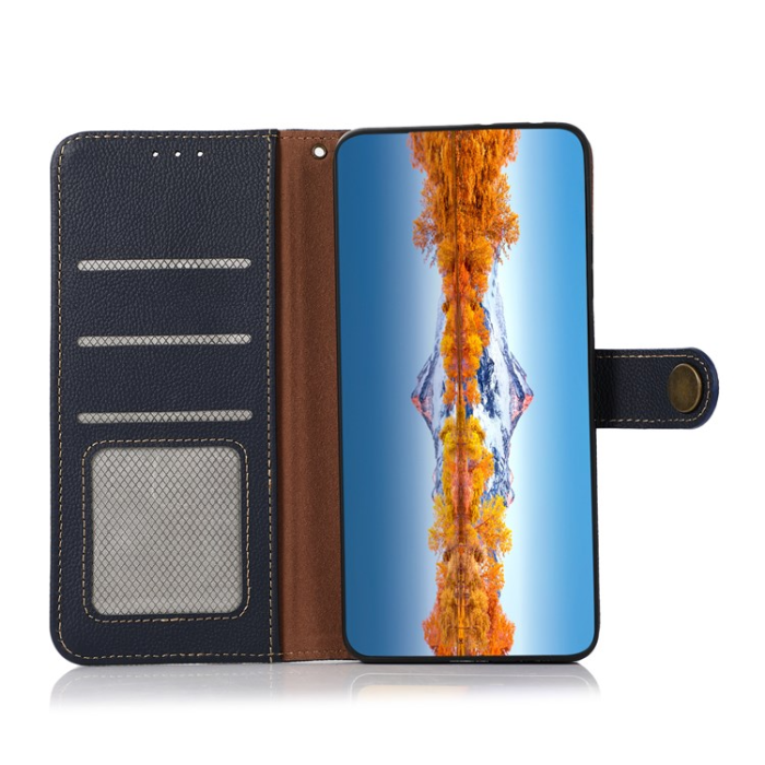 KHAZNEH - KHAZNEH Xiaomi Mi 11 Ultra Plånboksfodral Äkta Läder Kickstand - Blå