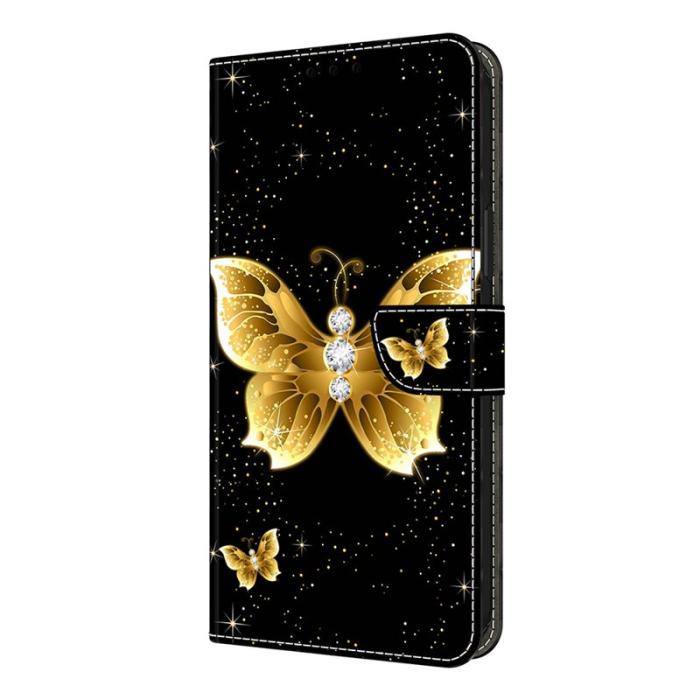 OEM - Plånboksfodral för Samsung Galaxy S26 Konstläder Mönster - Gyllene fjärilar