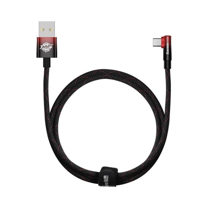 BASEUS - Baseus MVP USB-C till USB-A kabel 100W 1m - Svart/Röd