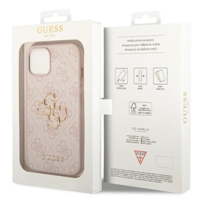 Guess - Guess Mobilskal till iPhone 15 Big Metall Logo - Rosa