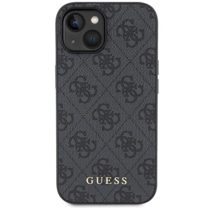 Guess - Guess Mobilskal till iPhone 15 Metall Gold Logo - Grå