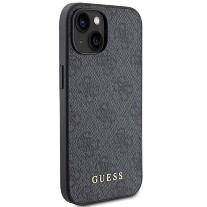 Guess - Guess Mobilskal till iPhone 15 Metall Gold Logo - Grå